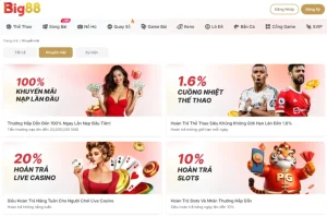 Khuyến mãi Big88 tập trung chủ yếu vào hoàn cược
